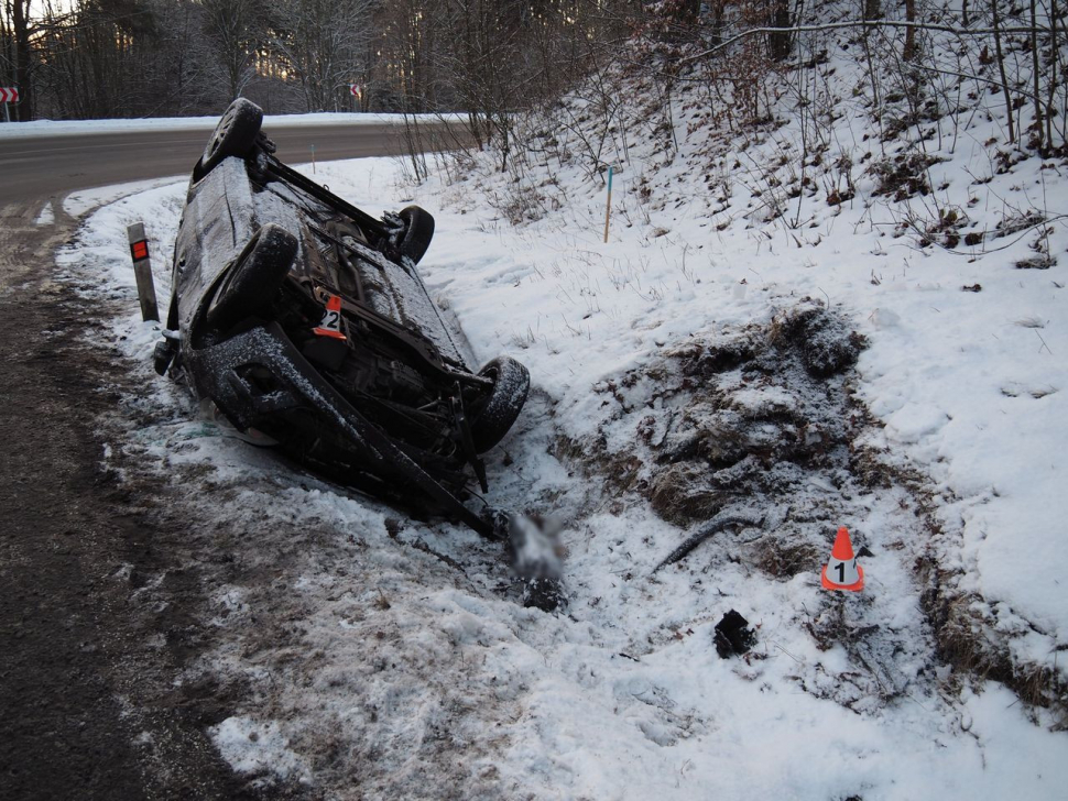 U Bušína skončilo auto na střeše